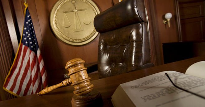 Judge's bench and gavel